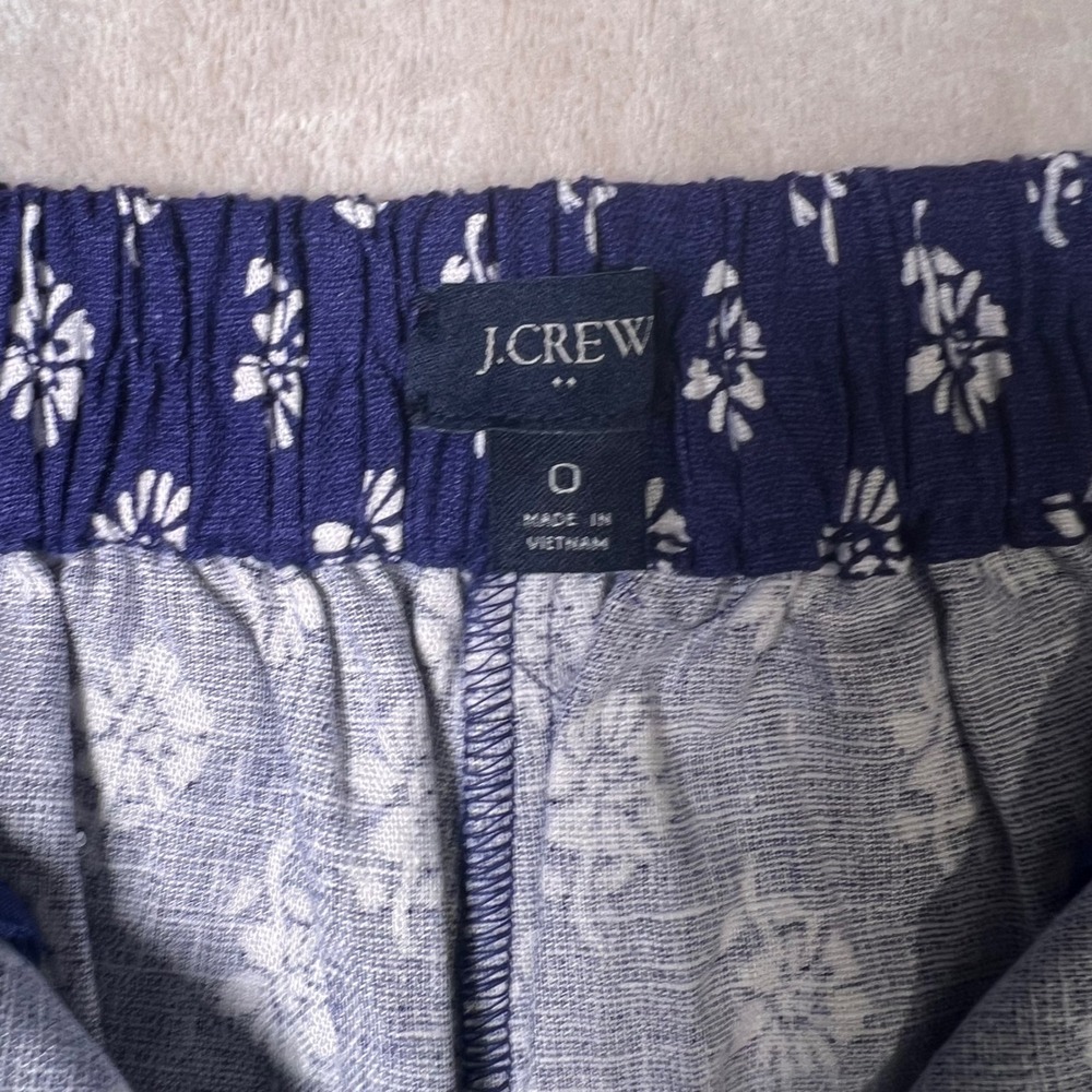 J.Crew Floral Linen Blend Shorts Womens 0 Navy Blue Resort Coastal EUC - Picture 5 of 7